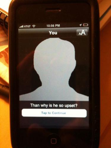 Picture of smartphone with text Than why is he so upset?