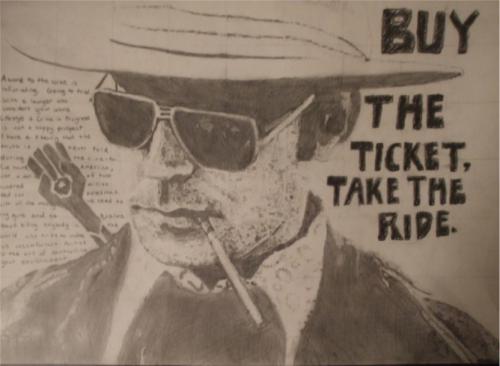 Drawn portrait of Hunter S. Thompson