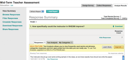 Screenshot of a survey from the website Survey Monkey