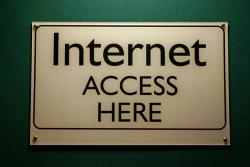 Sign reading Internet Access Here