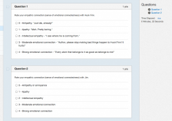 Two survey questions asking students to rate their sense of empathy with Huckleberry Finn and Jim.