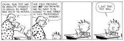a teacher berates Calvin for giving wrong answers