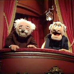 A picture of the Muppets, Statler and Waldorf, who are always putting down the Muppet Show