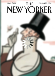 New Yorker cover featuring a blurry drawing overlaid with a graphic indicating the image is loading