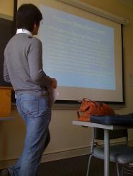 Photo of student giving a PowerPoint presentation
